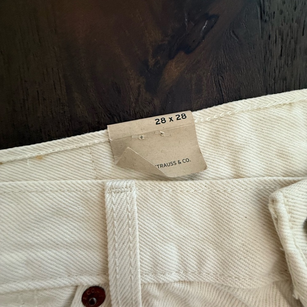 Levi's 501 Original high rise straight leg cream Jeans with Colorful Butterfly - Picture 4 of 10